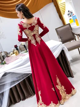 Uzun Kollu Kırmızı Oryantal Tarzı Elbiseler Çin Gelin Vintage Geleneksel Düğün Cheongsam Elbise Uzun Qipao Boyutu XS-3XL Görüntü 2