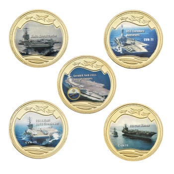 WR ABD Uçak Gemisi Gemi altın madalyonlar Koleksiyon bozuk para kutusu Donanma Askeri hatıra paraları Orijinal Hediyeler Dropshipping Görüntü 2