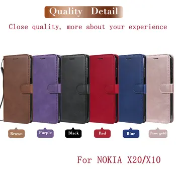 X20 X10 5G 2021 Lüks Kılıf Düz deri cüzdan Cilt Nokia X10 Kılıfı Nokia X20 X 10 X 20 20X 10X Kapak Darbeye Coque Görüntü 2