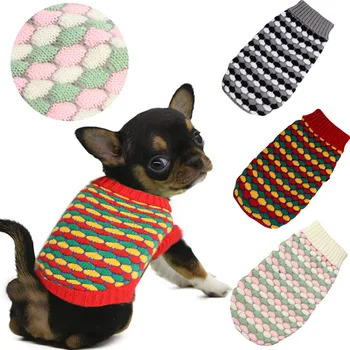 XS-XXXL Moda Pet Köpek Giysileri Çizgili Örgü Kış Sıcak Yumuşak Kazak Küçük Orta Köpekler Kediler Chihuahua Pug Evcil Kıyafetler
