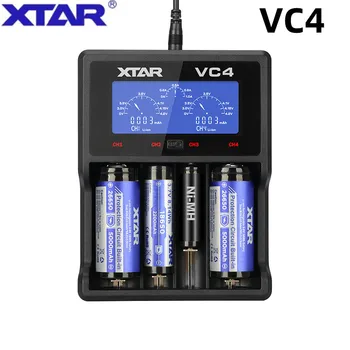 XTAR VC4 pil şarj cihazı Evrensel LCD Ekran USB Ni-Mh / Ni-CD Li-İon 1.2 V AAA AA hızlı Şarj Cihazı 18650 20700 21700 22650