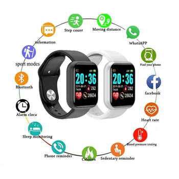 Y68 akıllı saat kadın erkek çocuk Smartwatch Spor Saatler Bilezik Erkekler akıllı saat Kadınlar için Smartwatch
