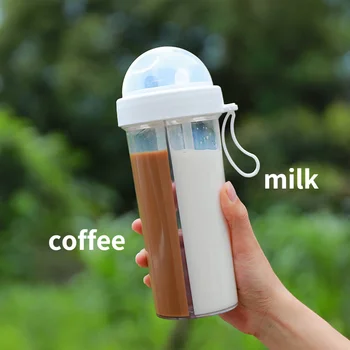 Yaratıcı Su Şişesi Çift Içme pipetli bardak Çocuklar Sevimli Açık Taşınabilir Süt Jıuce Drinkware Plastik Bardak Çift ıçin Görüntü 2