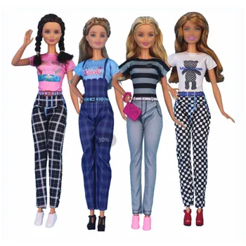 Yaz Casual Tulumlar Elbiseler 4 Adet Paketi oyuncak bebek giysileri 30cm 1/6 Aksesuarları barbie bebek bebek oyuncakları Kızlar için Eğitici