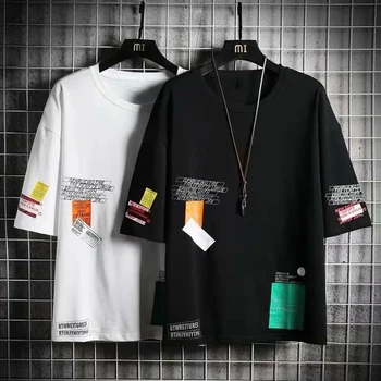 Yaz erkek T Shirt Harajuku Moda Grafik Kısa Kollu Üstleri Tee Adam Rahat Erkek Giyim Kore Streetwear Trend T Shirt