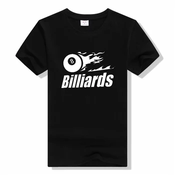yaz marka bilardo snooker cue t-shirt pamuk erkekler Siyah 8 kısa kollu erkek rahat gömlek spor hip hop Harajuku en tees Görüntü 2