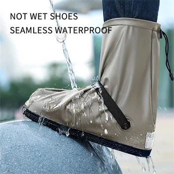 Yağmur geçirmez Galoş Motosiklet Bisiklet Su Geçirmez Kalın Yağmur Geçirmez PVC Aşınmaya dayanıklı kaymaz ayakkabı Kapakları Bisiklet Botları Görüntü 2