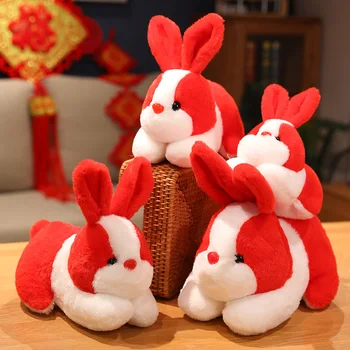 Yeni 20 cm Kawaii Komik Kırmızı Tavşan Oyuncaklar Dolması Güzel Hayvan Peluş Bebek Çocuklar için Çocuk Kız Yumuşak Karikatür Yastık hediye