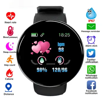 Yeni akıllı saat Erkekler Kadınlar akıllı bilezik LED D18 Smartwatch Su Geçirmez Akıllı Dokunmatik Ekran Bilezik Smartband 2022 Inteligente