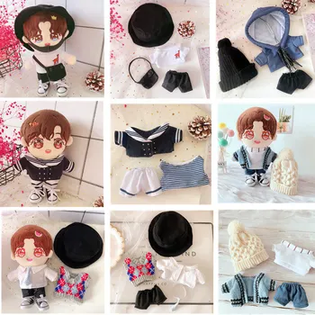 Yeni el yapımı 20cm Peluş oyuncak bebek giysileri ile aynı ünlü Yıldız Kıyafet Aksesuarları Idol Bebek Şapka Kazak Yaka Pantolon