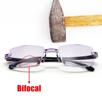 Yeni elmas kesim Bifokal ilerici okuma gözlüğü erkekler mavi ışık engelleme multifokal gözlük Ultralight çerçevesiz gözlük