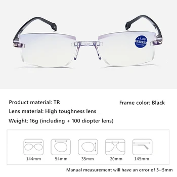 Yeni elmas kesim Bifokal ilerici okuma gözlüğü erkekler mavi ışık engelleme multifokal gözlük Ultralight çerçevesiz gözlük Görüntü 2