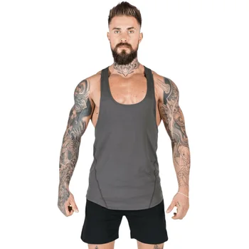 Yeni Erkek Spor Giyim Yelek Üst Rahat Tankı Üstleri Yaz Vücut Geliştirme Fitness Egzersiz Fanila Elastik Çabuk Kuruyan Kolsuz Görüntü 2