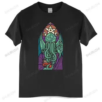Yeni Geldi Erkek t shirt Yakışıklı Kilisesi Cthulhu T Shirt Erkek Grafik H. P. lovecraft Tee Miskatonic erkek tişört Euro boyutu
