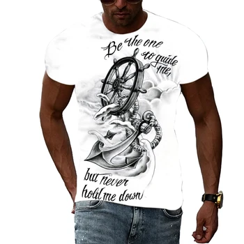 Yeni Moda Serin Stil Pusula grafik t shirt erkek Yaz Trendi Rahat 3D Baskı beyaz tişört Yakışıklı Kişilik tişört Üst