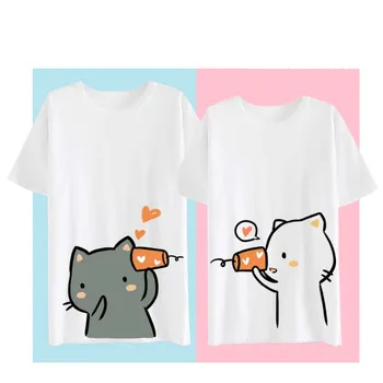 Yeni Neko Atsume T-shirt Anime kedi köy Çift T-Shirt pamuk Yaz Kısa kollu Tees tops