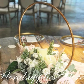 Yeni stil düğün kemer centerpieces yuvarlak altın çiçek standı metal vazo raf masa Dekorasyon parti malzemeleri mariage dekor