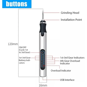 Yeni USB Gravür Kalem, Şarj Edilebilir Gravür Gravür Kalem, Akülü Ahşap Oyma Kiti Cam Taş Takı Çivi Seramik Görüntü 2