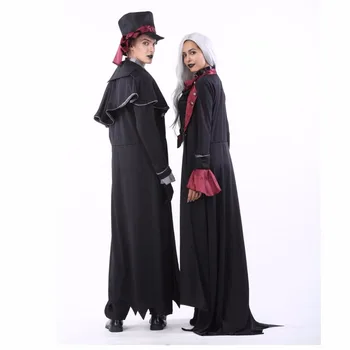 Yeni Yetişkin Vampir Kostümleri Kadın Erkek Cadılar Bayramı Partisi Vampiro Çift Film Cosplay Fantezi Kıyafet Giyim Elbiseler Görüntü 2