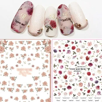 YENİ 3D Çiçek Tırnak Sticker Sanat Pembe Gül DIY Tırnak Yapıştırıcı Kaymak Güzellik Düğün Nail Art Süslemeleri Tasarımlar Aracı Manikür