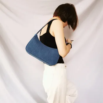 YENİ Retro Denim Mavi Çanta Kadınlar için Tasarımcı omuzdan askili çanta Çanta Çanta Kadın Ünlü Markalar Debriyaj Çanta Tote Çanta 2019