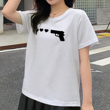 YG23 Yaz Kadın Rahat T Shirt Streetwear Sevimli Üst Giysi Kadın Baskı Kısa Kollu O-Boyun Komik Grafik Tasarımcı T Shirt