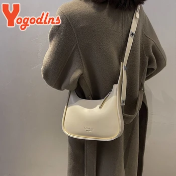 Yogodlns Vintage Yarım ay omuzdan askili çanta Kadınlar İçin Yumuşak Deri Koltukaltı Çanta Yeni Crossbody Çanta Lüks Markalar Koltukaltı Çanta Görüntü 2