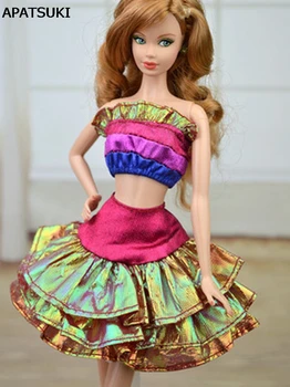 Yüksek Kaliteli El Yapımı Kapalı Omuz Bebek Elbise Kısa Elbise Barbie Dreamhouse Renkli Giysiler İçin 1/6 Bebek
