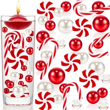 Yüzen Mumlar Centerpiece Noel Partisi Dekoru için Noel Vazo Dolgu İnci Vazo Candyland İnciler Su Jelleri Boncuk