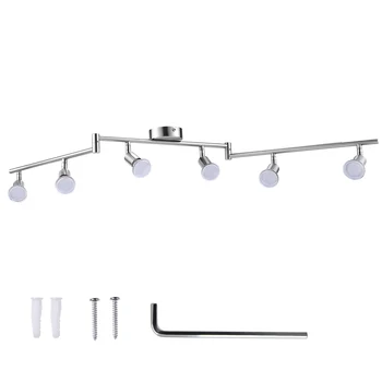 Yüzey Dönebilen 6 Kafa tavan ışık GU10 Taban LED ampuller Duvar Aplikleri Oturma oda dolabı Spot aydınlatma Gümüş Lamba