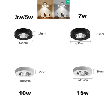Yüzeye monte LED Downlight 10W 15W Tavan Lambaları Ultra İnce Sürücüsüz koçan spot ışıkları 220V Kapalı Tavan Armatürleri Görüntü 2
