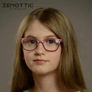 ZENOTTIC Çocuk Asetat Gözlük Çerçeveleri Çocuklar Miyopi Anti mavi ışın Lens Kız Erkek Kare Miyopi Reçete Gözlük
