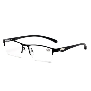 Zilead Yarım Çerçeve okuma gözlüğü Iş Erkekler Alaşım Prebiyopi Gözlük Şeffaf Lens Hipermetrop Gözlük Gözlük Unisex Görüntü 2