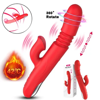 Çift Dil Vibratör kadınlar için ısıtma Teleskopik dönen yapay Penis yetişkin Seks Oyuncakları klitoris G-spot stimülatörü Kadın Masturbator