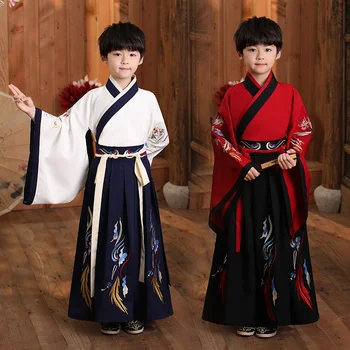 Çin Geleneksel Kostüm Çocuklar için 2022 Yeni Sonbahar ve Kış Hanfu Erkek Çocuk Yeni Yıl Tang Takım Elbise Cosplay Sahne Kostüm