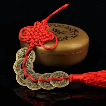 Çin manuel Düğüm Fengshui Şanslı Takılar Antik I CHİNG Bakır Paraları Maskot Refah Koruma İyi Şans Ev Araba Dekor