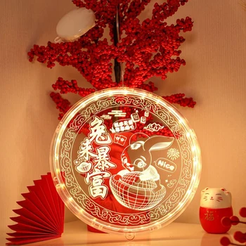 Çin Yeni Yılı Dekorasyon Kolye Tavşan Yeni Yıl Nimet Çelenk Kapı Asılı Çelenk Süsleme Akrilik Bahar Festivali Dekor