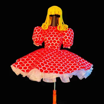Çocuk Günü Renkli Büyük Salıncak Tutu Etek Kadın Şarkıcı Gogo Dansçı Sahne Performansı Kostüm Festivali Rave Kıyafetler DWY7535 Görüntü 2