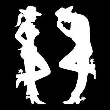 Ülke çift kovboy kovboy kız su geçirmez PVC etiket dizüstü cep telefonu arka cam araba çıkartma Görüntü 2