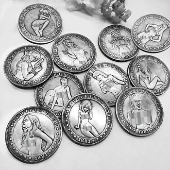 Şanslı Bayan Seksi Mücadelesi Coin Seksi Kız Olgun Altın Oyuncak Hediye Gümüş Kaplama Abd Paraları, gümüş Sikke Zanaat Hediye #112