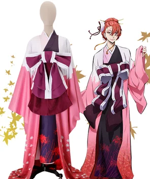 Şekil Ozaki Koyo Higannbana Kimono Terzi Anime Bungo Sokak Köpekleri Cosplay Kostüm custom made peruk elbise takım elbise Cadılar Bayramı Saç Tokası